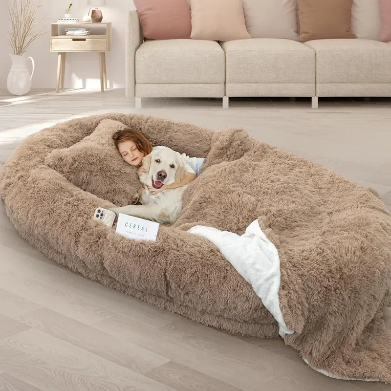 Super large pet sponge bed for humans, luxurious plush sofa bed shared by humans and pets, sponge pet bed with flooring