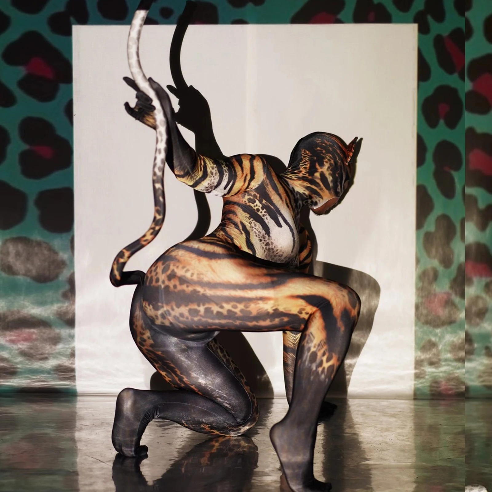 Fashionable Halloween Costumes Elastic Jumpsuit For Cosplay Club Party Role Play Dance Performance Stage 3d Print Animal Costume