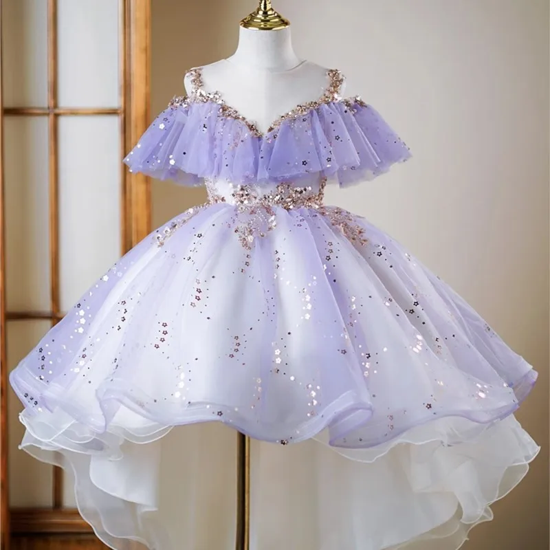 

2026 Girls' Spring/Summer Princess Dress Children's Breathable Evening Dress Kids' Piano Performance Dress Wedding Dress LJ684