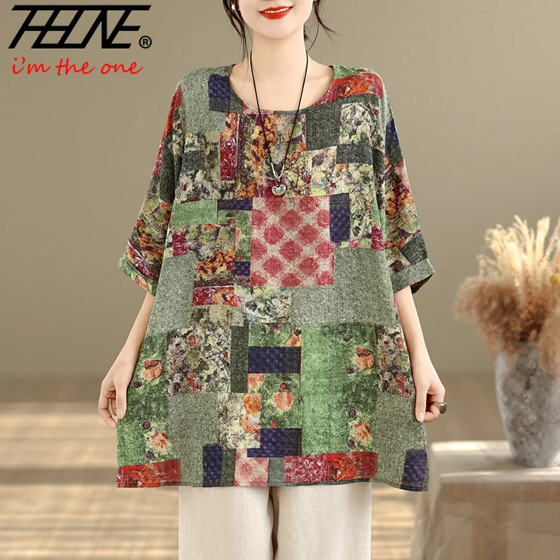 

THHONE New Summer Woman Blouse Loose Batwing Sleeve Vintage Korean Shirts Clothes Oversized Casual Tops Mujer Blusas Camisas