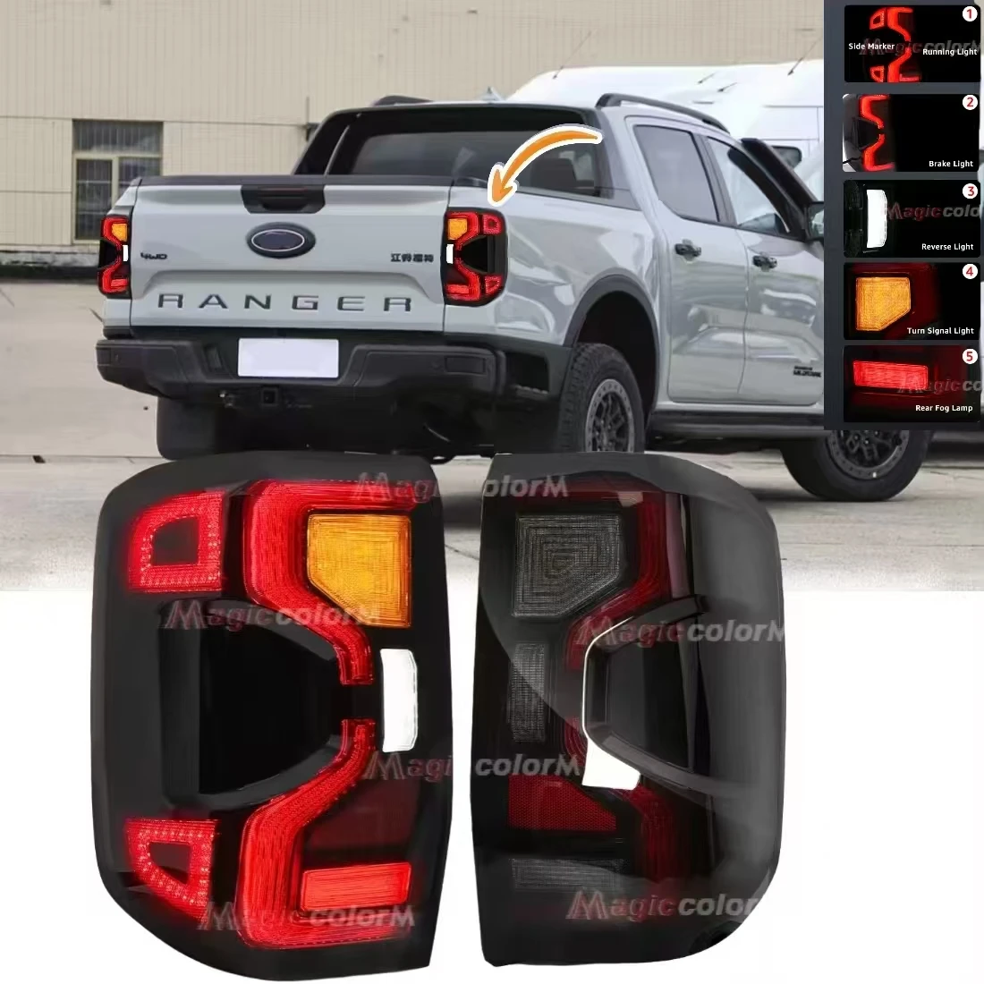 LED Tail Light For Ford Ranger T9 2022 2023 Turn Signal Lamp Stop Parking Brake Driving Lamps Reversing Light Car Accessories