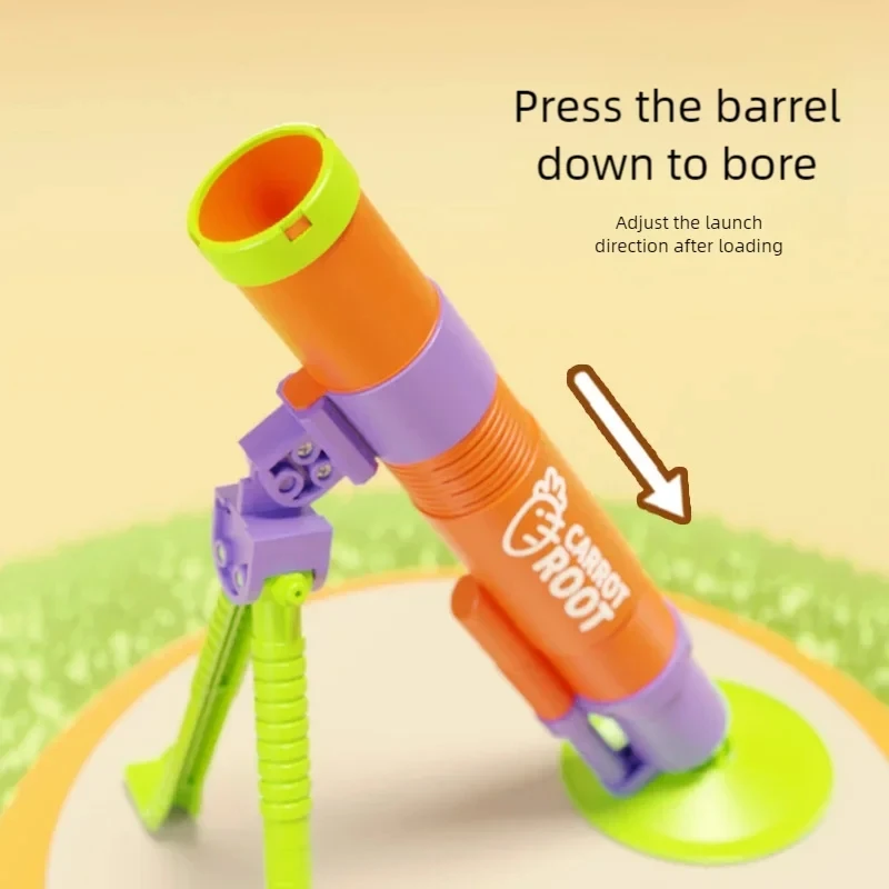 New Children Decompression Toys Carrot Mortar Can Eject Soft Soft Bullet Cartoon Stress Relief Toys Launcher Gift for Kids