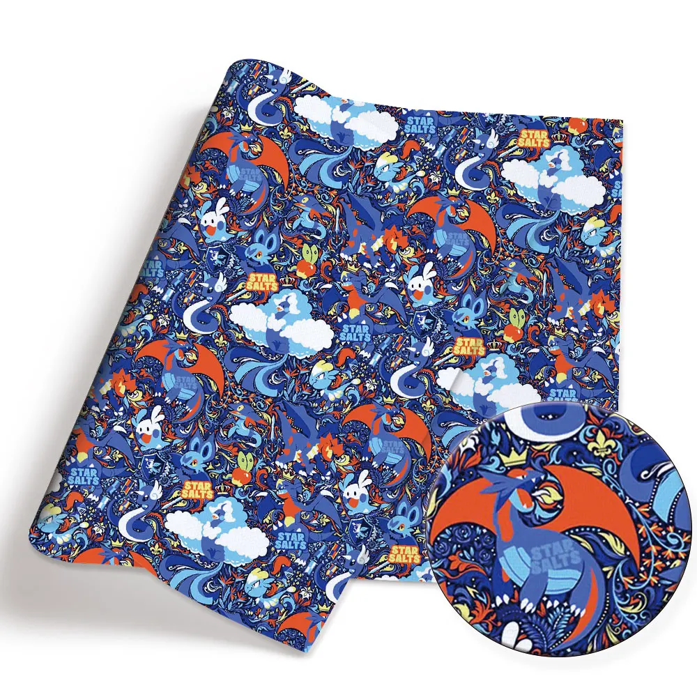Pokemon Cartoon Fabric140*50cm Handmade Sewing Patchwork Quilting Baby Dress Home Sheet Printed Fabric Fabric Sewing Kids