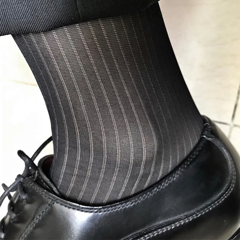 Mens Translucent Tube Socks Classic Breathable Ultra Thin Exotic Sock Male Business Formal Business Dress Stockings Sheer