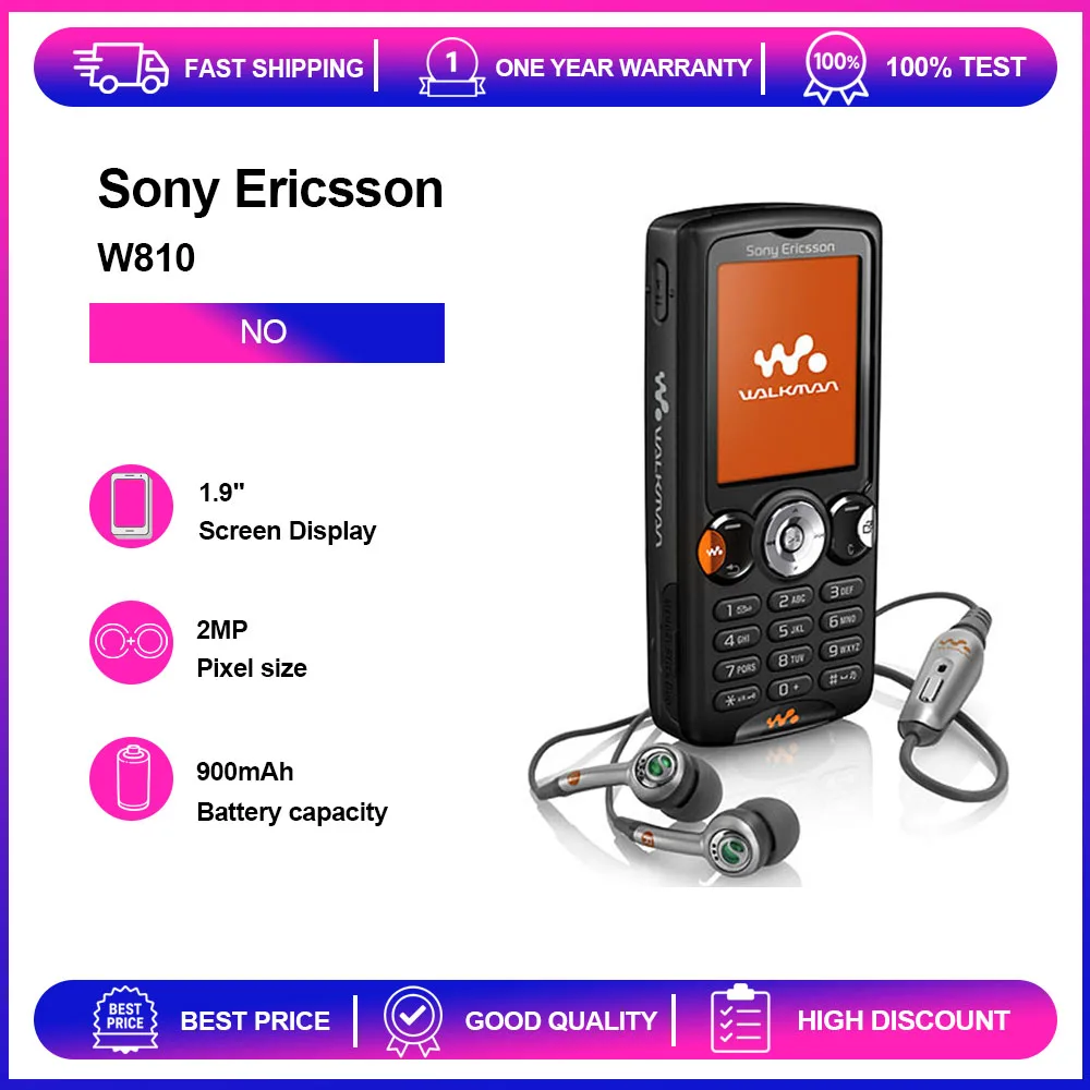 مكبر صوت مجدد غير مقفول Sony Ericsson W810 W810i W810C مزود بتقنية البلوتوث ولوحة مفاتيح عبرية عربية روسية وحالة جيدة
