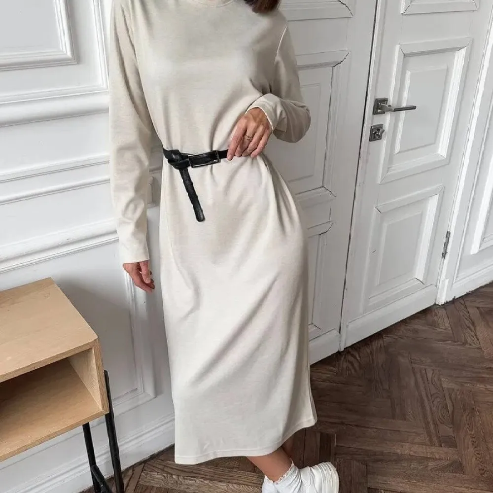 2025 New Women Dress Elegant Long Sleeve Bodycon Midi Dresses Autumn Winter Casual Solid Color Slim Fit Fashion Outfits