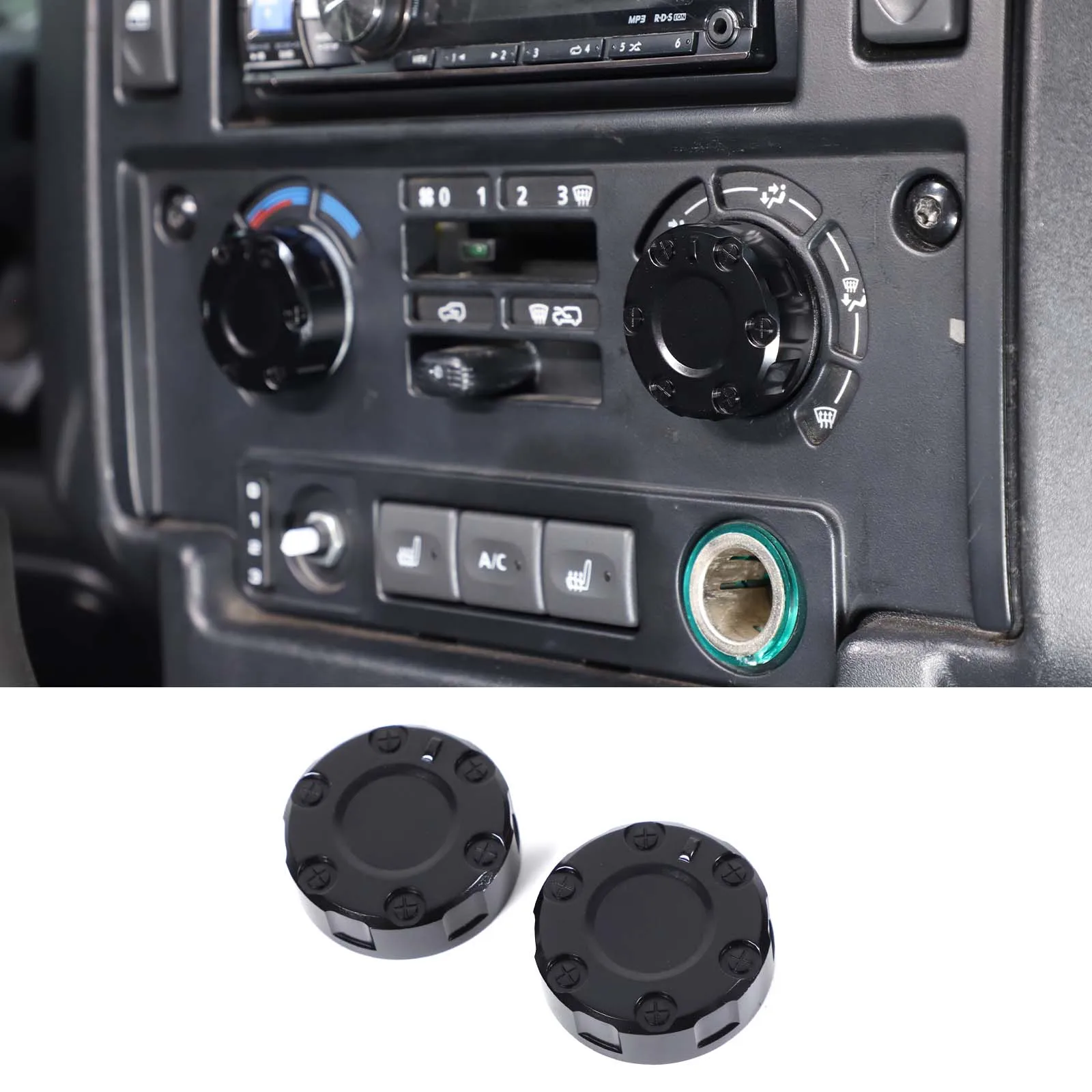 For Land Rover Defender 2004-2018 Aluminum Alloy Mecha Style Air Condition Button Knob Ring Trim Sticker Accessories