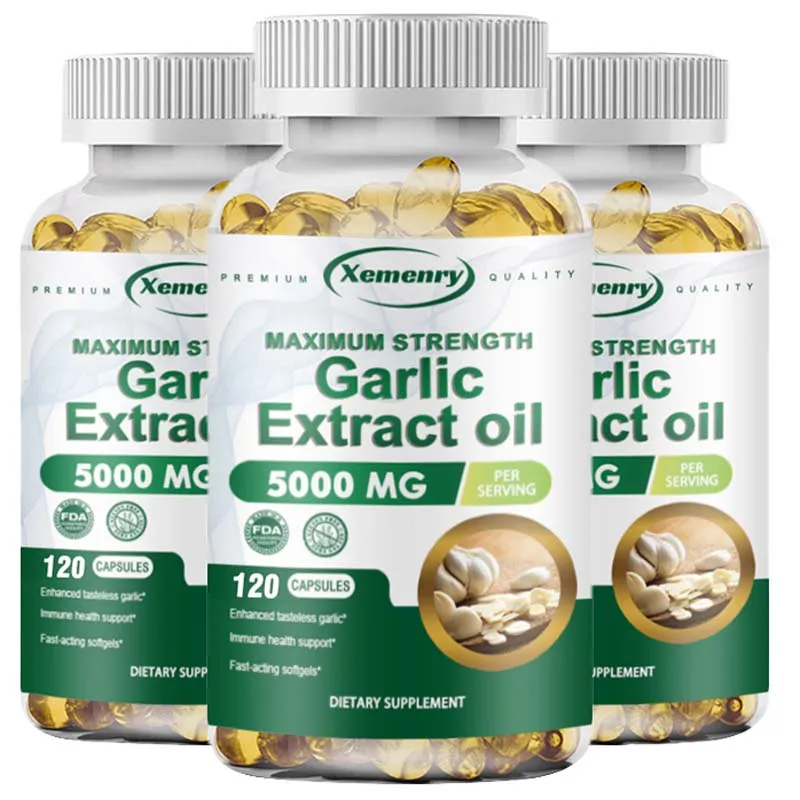 Garlic Oil Capsules - Support Heart and Cardiovascular Health, Lower Cholesterol, and Enhance Immunity