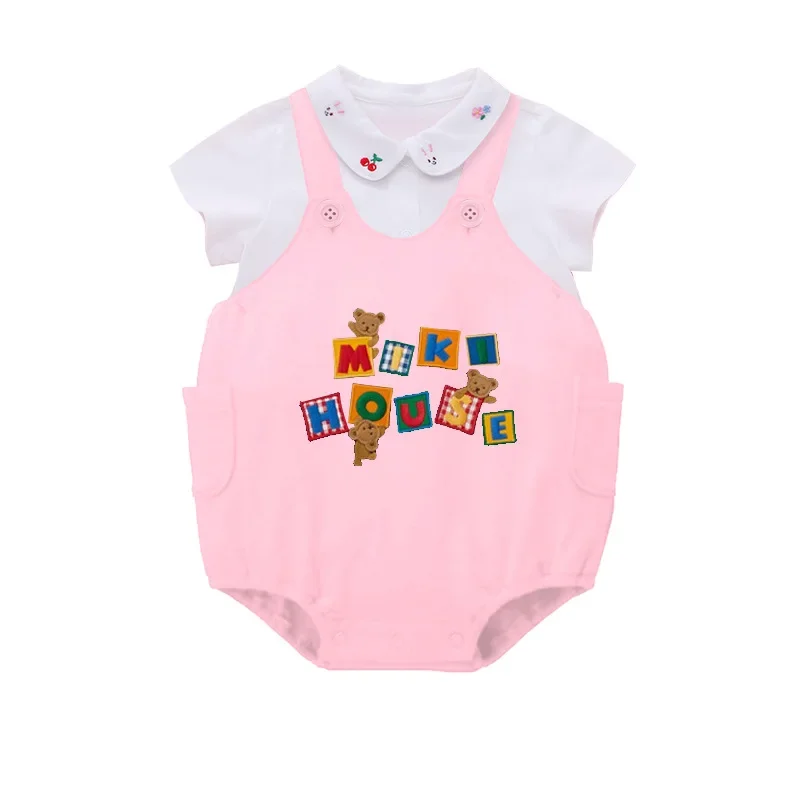 

Japanese Baby Overalls Girls Pants Cartoon Little Bear Letter Girl Field Chicken Pant Shorts Baby Clothes Kids Rompers