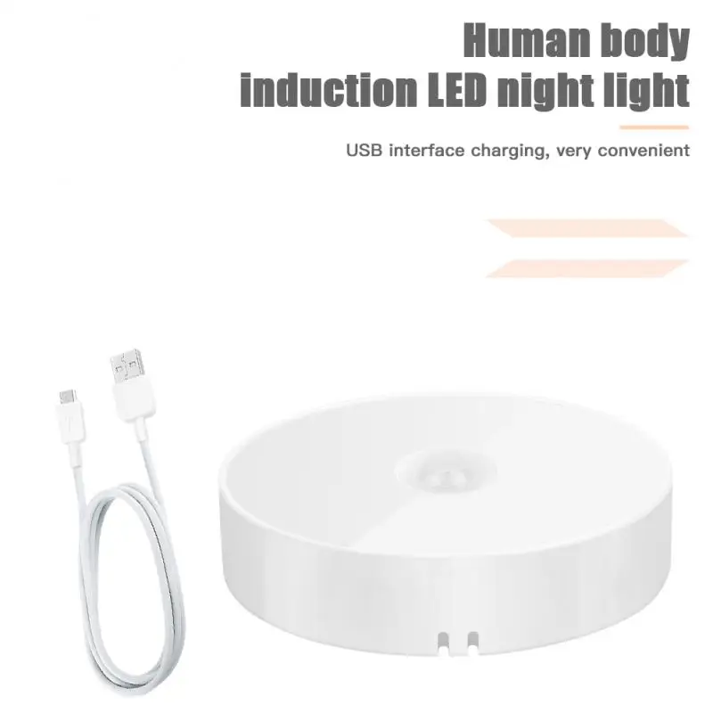 PIR Motion Sensor LED Night Light USB Rechargeable Night Lamp For Kitchen Cabinet Wardrobe Lamp Staircase Wireless Closet Light