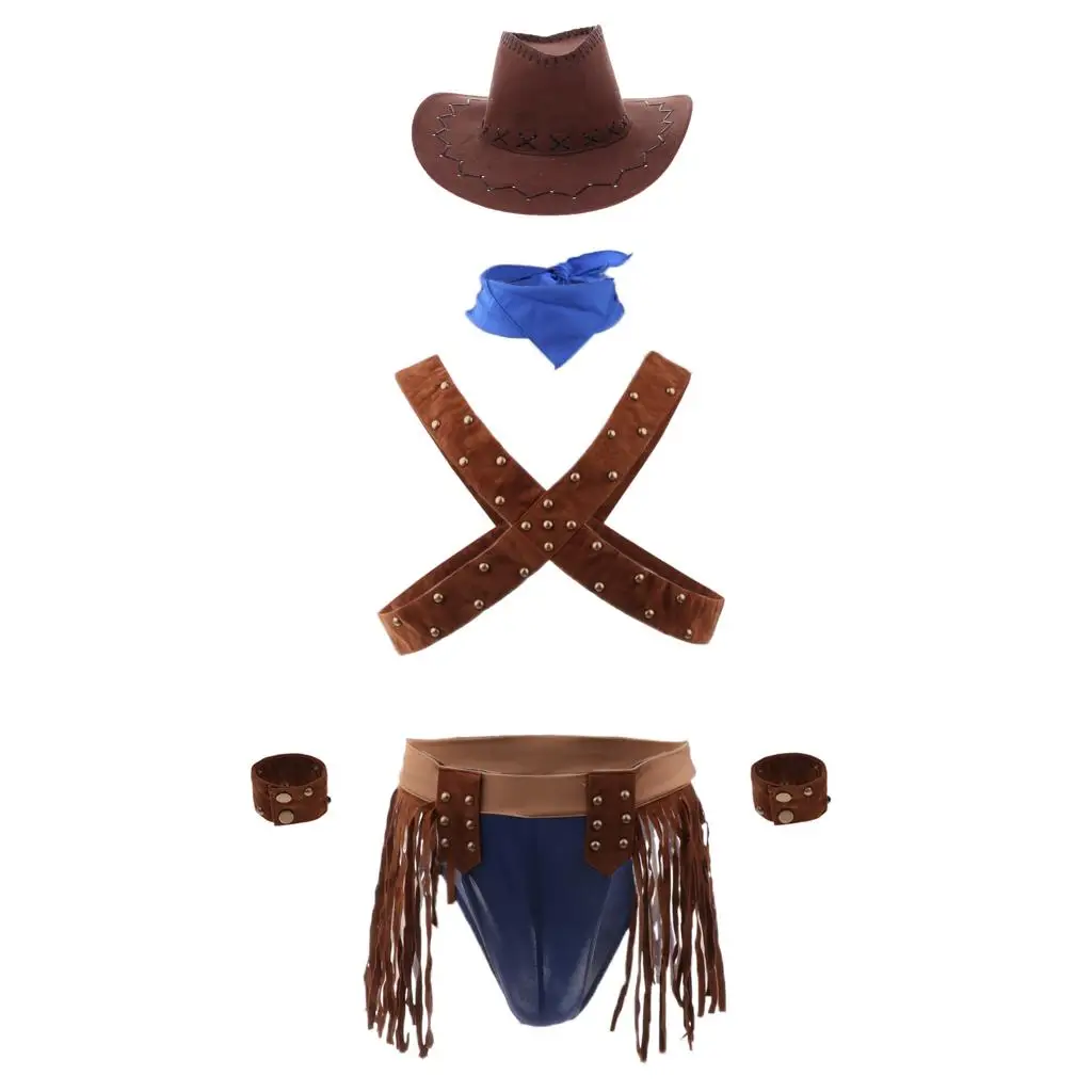 

Men's Cowboy Uniform Harness Leather Cosplay Outfit Costume