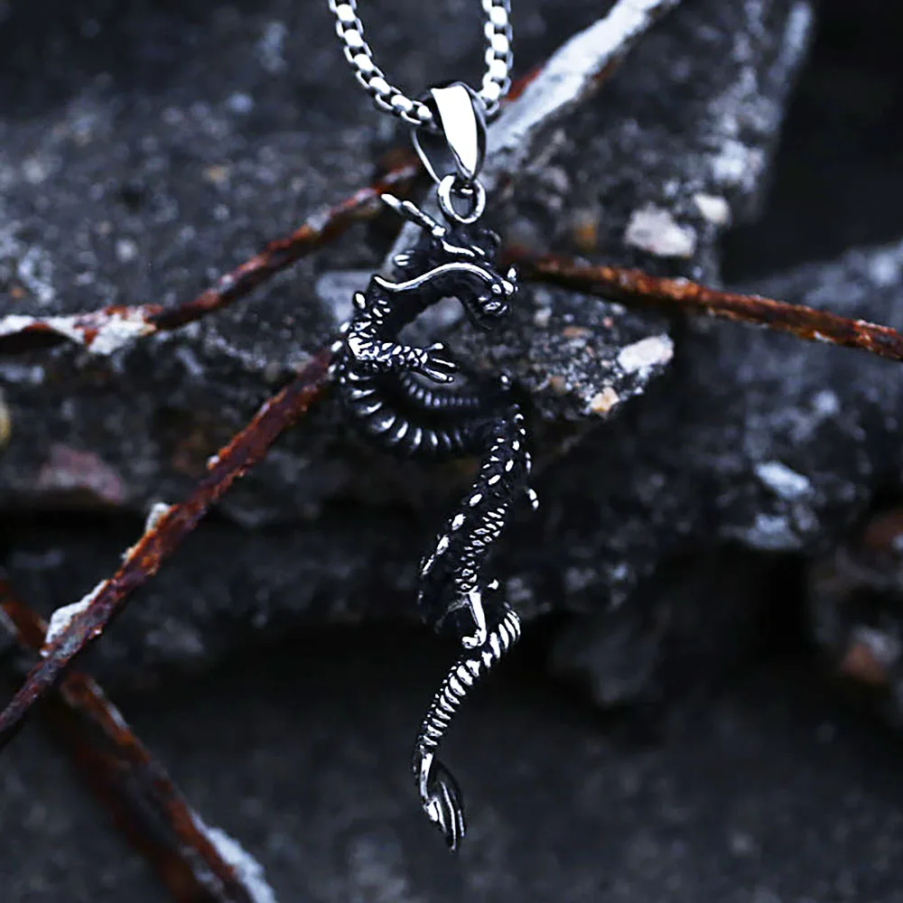 Vintage 316L Stainless Steel Dragon Sword Pendant Necklace For Men Women Punk Biker Domineering Amulet Jewelry Gift Dropshipping