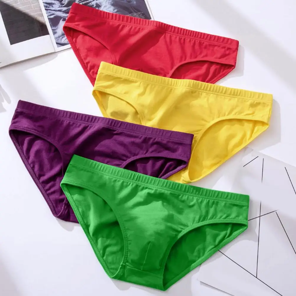 Men Underwear Panties Adult Man Briefs Stretchy Breathable Solid Color Men Underwear Male Elastic Underpants