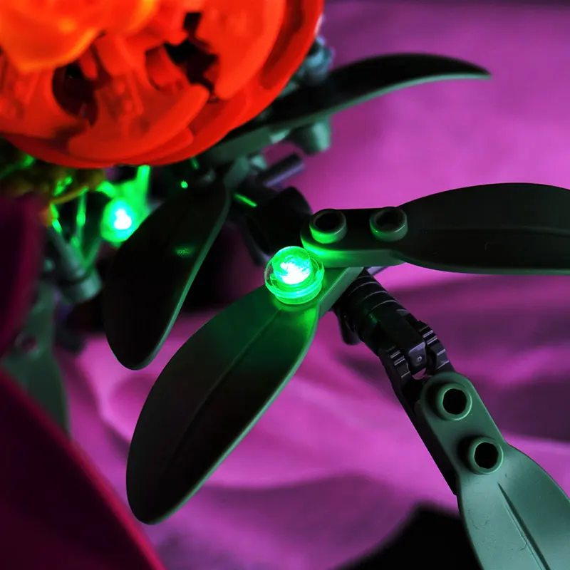 Kit de luz led para lego 10342, buquê de flores rosa bonito, ideia de lâmpada, presente diy (não inclui blocos de construção, kits de tijolos, modelo)