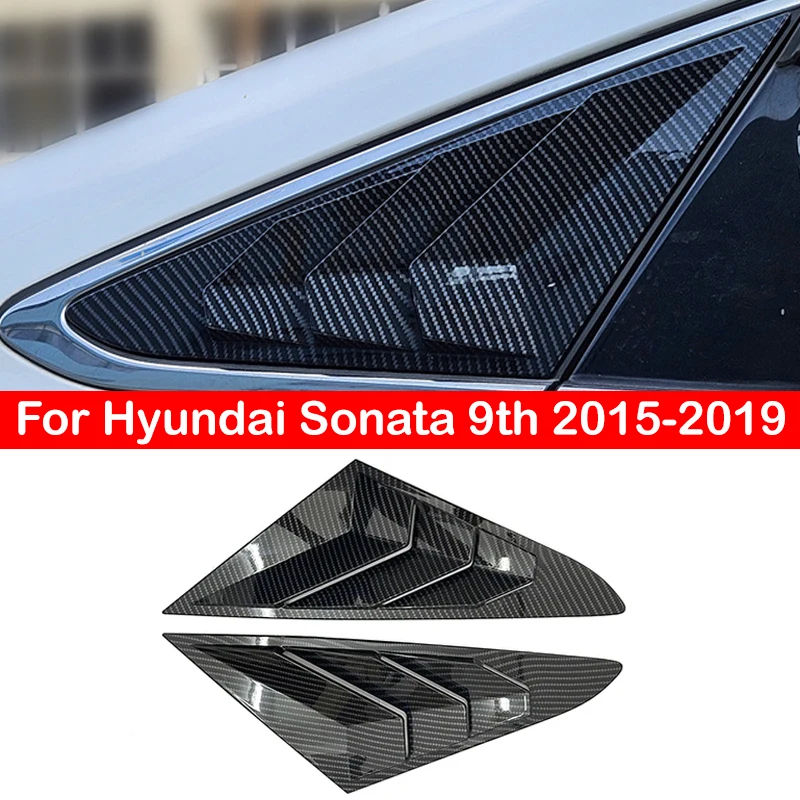 

For Hyundai Sonata 9th 2015-2019 Car Rear Louver Window Side Shutter Cover Trim Sticker Vent Scoop Blind Shades ABS Carbon Fiber