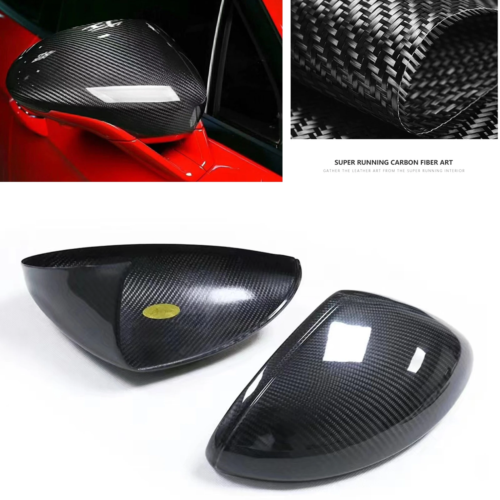 

For Porsche 718 Boxster Cayman 2016-2023 Real Carbon Fiber Mirror Cover Car Exterior Rearview Rear View Caps Shell Case Add On