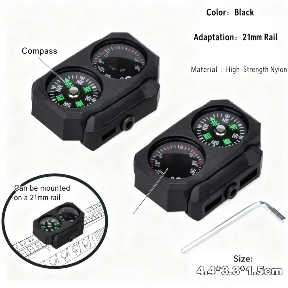 Small Outdoor Compass Camping Mountaineering Outdoor Orienteering Cross-country Compass and thermometer Universal