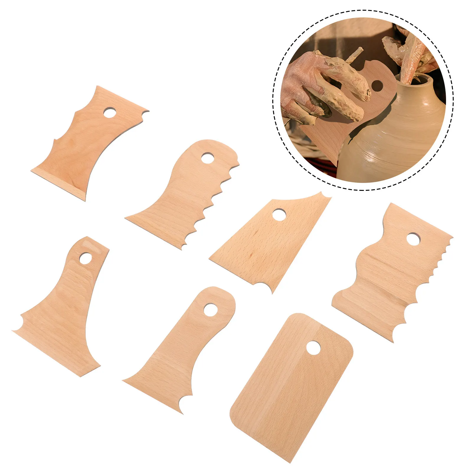 

7Pcs Clay Tools Set Professional Polymer Clay Sculpting Kit with Ergonomic Wooden Handles for DIY Pottery Crafting Artists