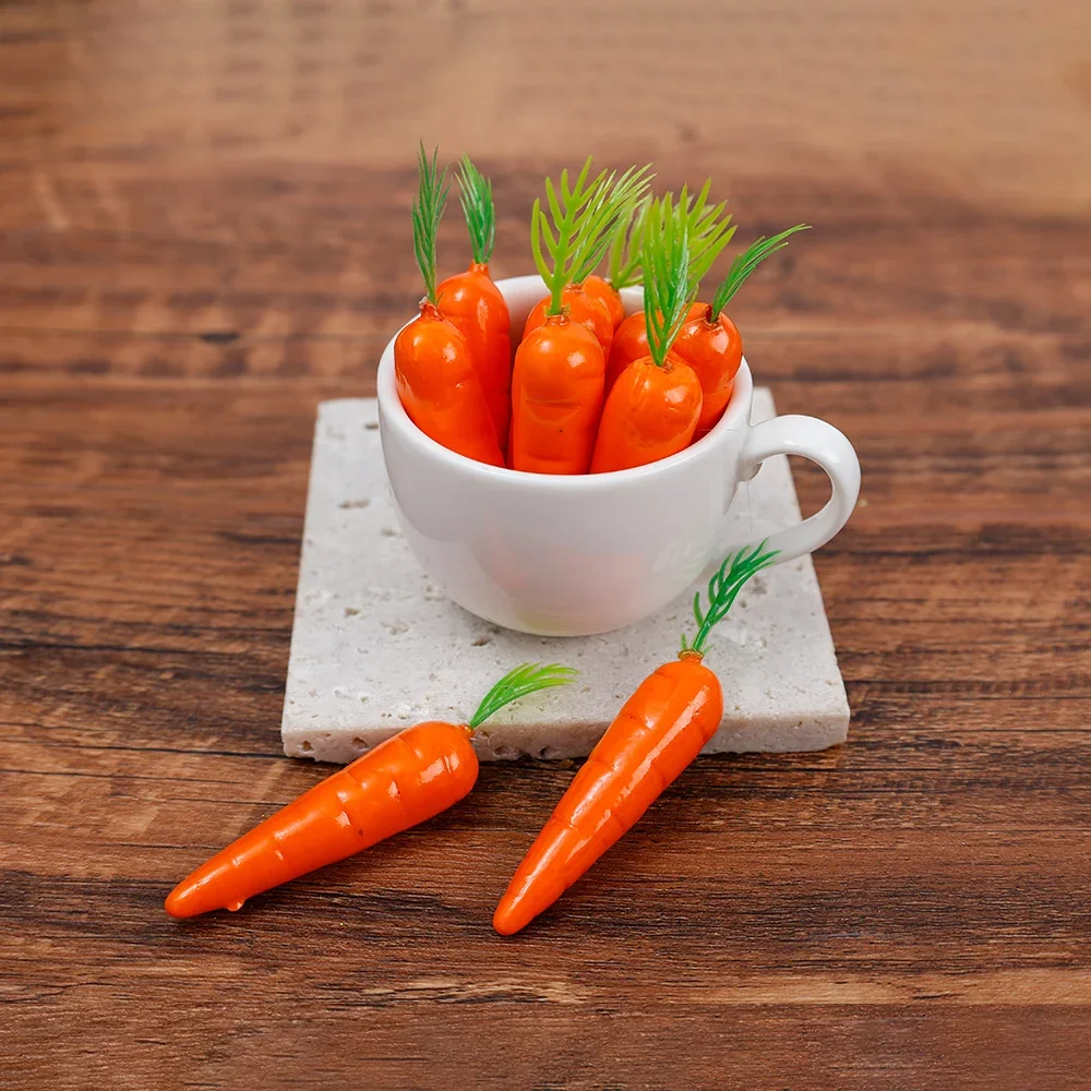 Lote de zanahoria Artificial de espuma de Pascua, suministro de decoración de verduras, regalo para niños, adorno Artificial para fiesta en casa