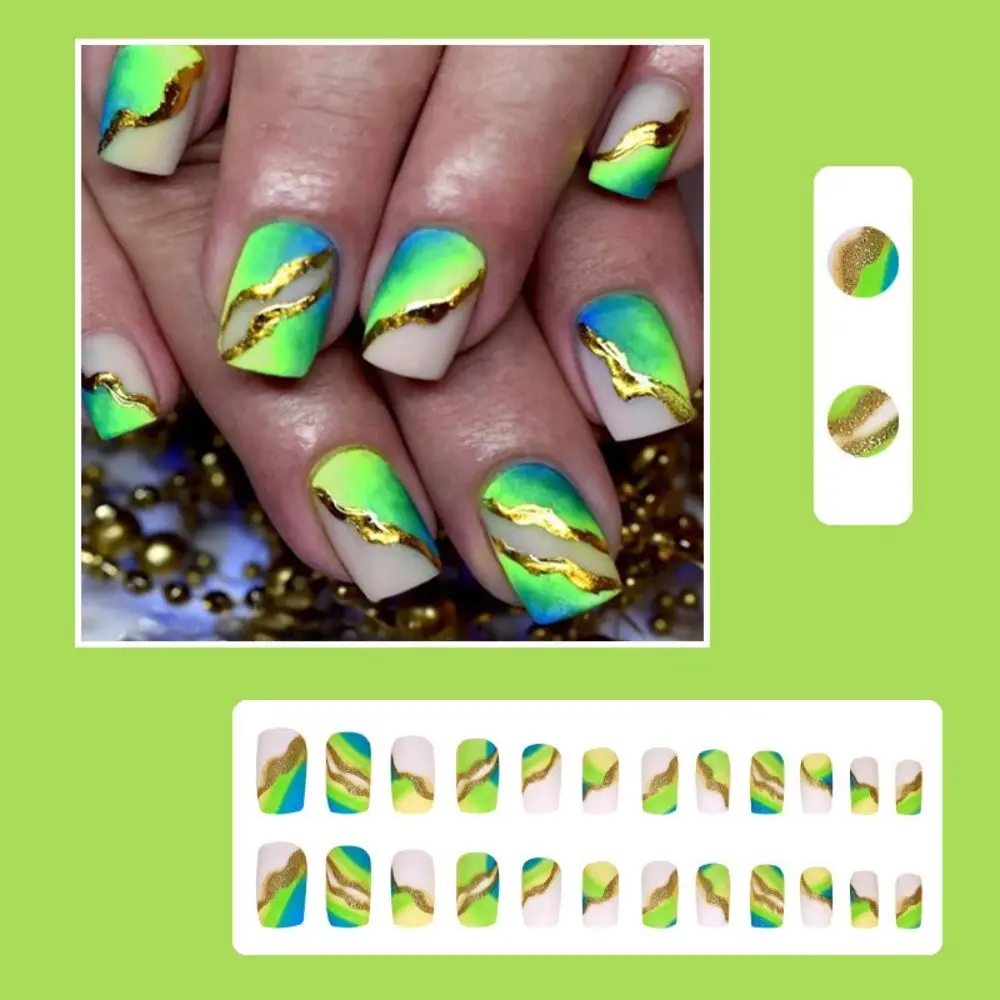 INS ABS Vrouwen Nepnagels Smudge Glitter Poeder Franse Manicure Gekleurde Tekening Herbruikbare Geschilderde Nail Art Vrouwen