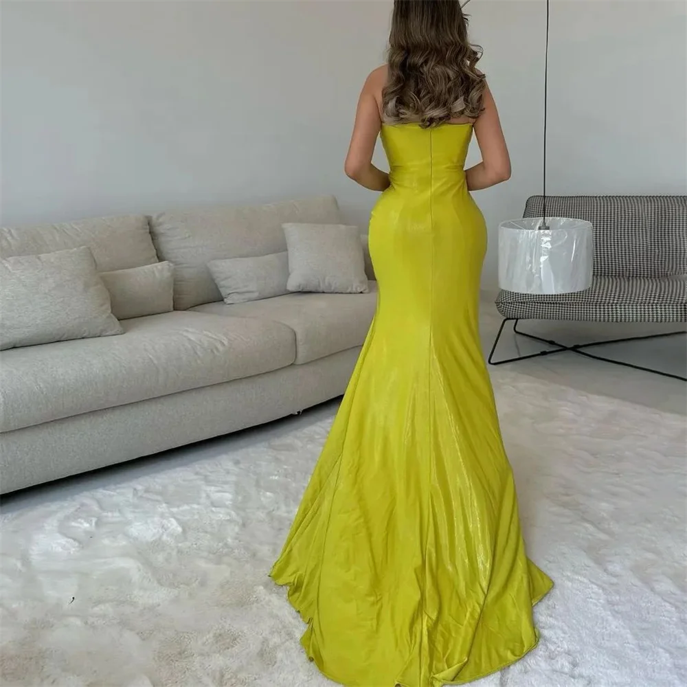 MOBUYE 2024 Arab Dubai Strapelss Prom Dress  Split Floor Length Evening Fashion Elegant Party Dress For Women