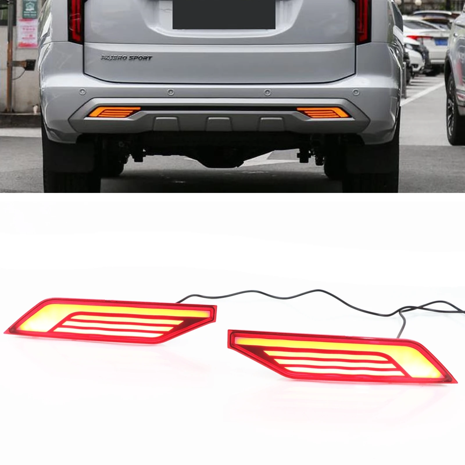 

Rear Diffuser Bumper LED Brake Lamp For Mitsubishi Pajero Montero Sport Shogun 2018-2020 Turn Signal Indicator Reflector Light