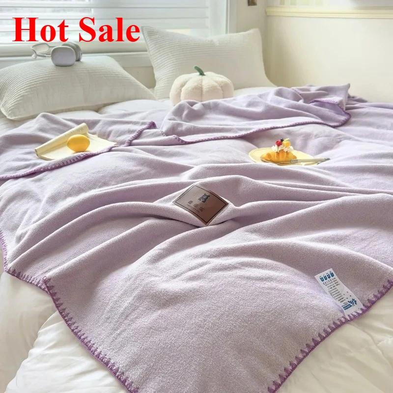 

2025 new solid color double-sided imitation cashmere multi-functional blanket thickened thermal blanket household blanket