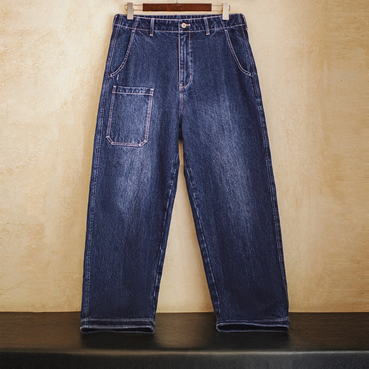 

Джинсы Maden из хлопкового денима 15 унций, винтажные, мужские, синие, прямые, зауженные, с карманами, для мужчин, осень-зима