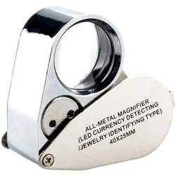 Loupe métallique 40X avec lumières LED Loupe pliante pour l'identification Timbres anciens Bijoux Diamant Lupas