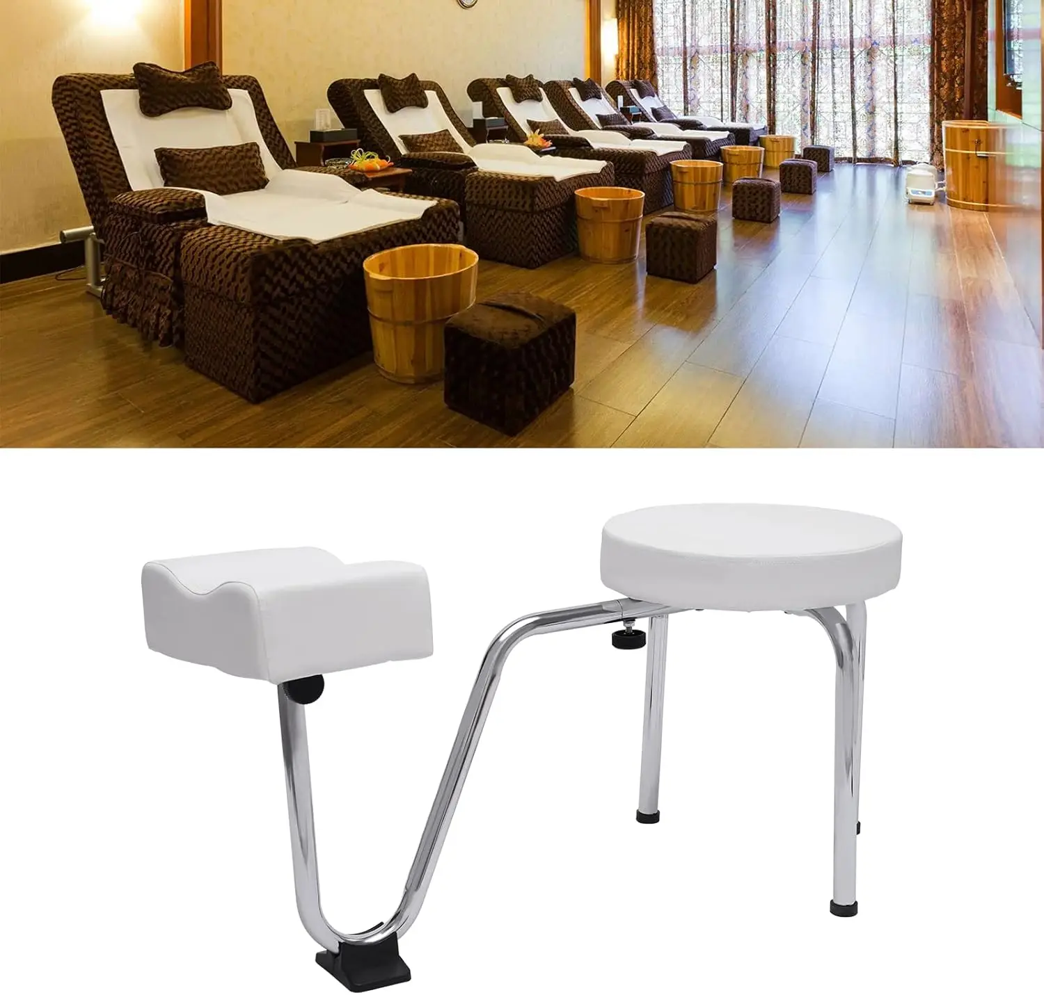 Taburete de pedicura de spa de salón de estilo moderno, taburete de reposapiés, altura de silla ajustable, taburete de pedicura de uñas portátil ligero