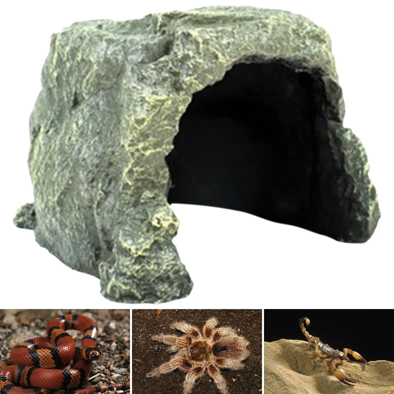 

Reptile Hideout Cave Resin Rock Shelter for Bearded Dragon Lizards Spiders