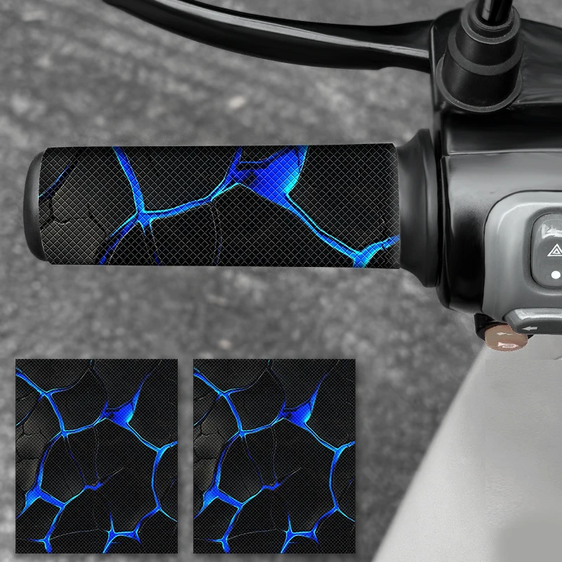 2PCS Crack Motorcycle Grip Stickers Diamond Pattern Waterproof Anti Slip Stickers for Modified Electric Bicycles and Scooters