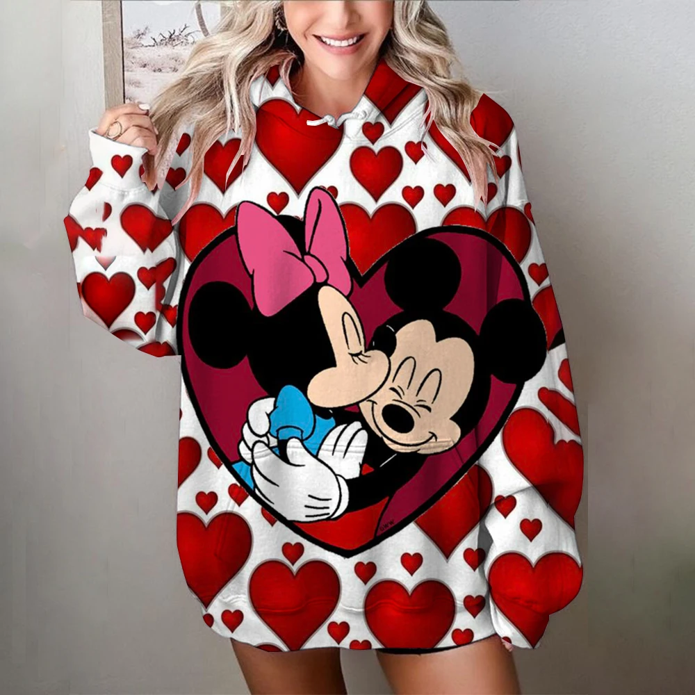 

Осень 2026, уличный модный женский топ в стиле Харадзюку, рождественский новый детский повседневный свитер с рисунком Микки и Минни Y2k