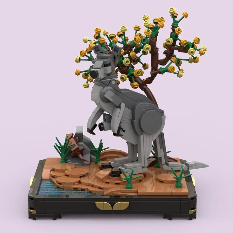 608 ELEMENTÓW MOC Klocki Konstrukcyjne Modułowe Kraj Kangurów DIY Edukacyjna Zabawka Oświetniająca o Habitatie Zwierząt