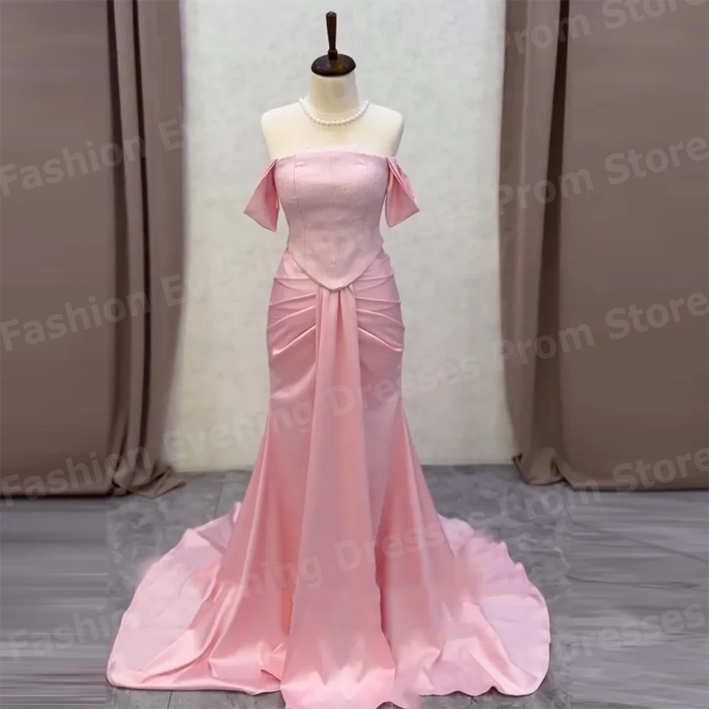 

Graceful Women Mermaid Evening Dresses Off Shoulder Prom Gowns Customized Lace Sleeveless Backless Vestido De Gala Noche Mujer