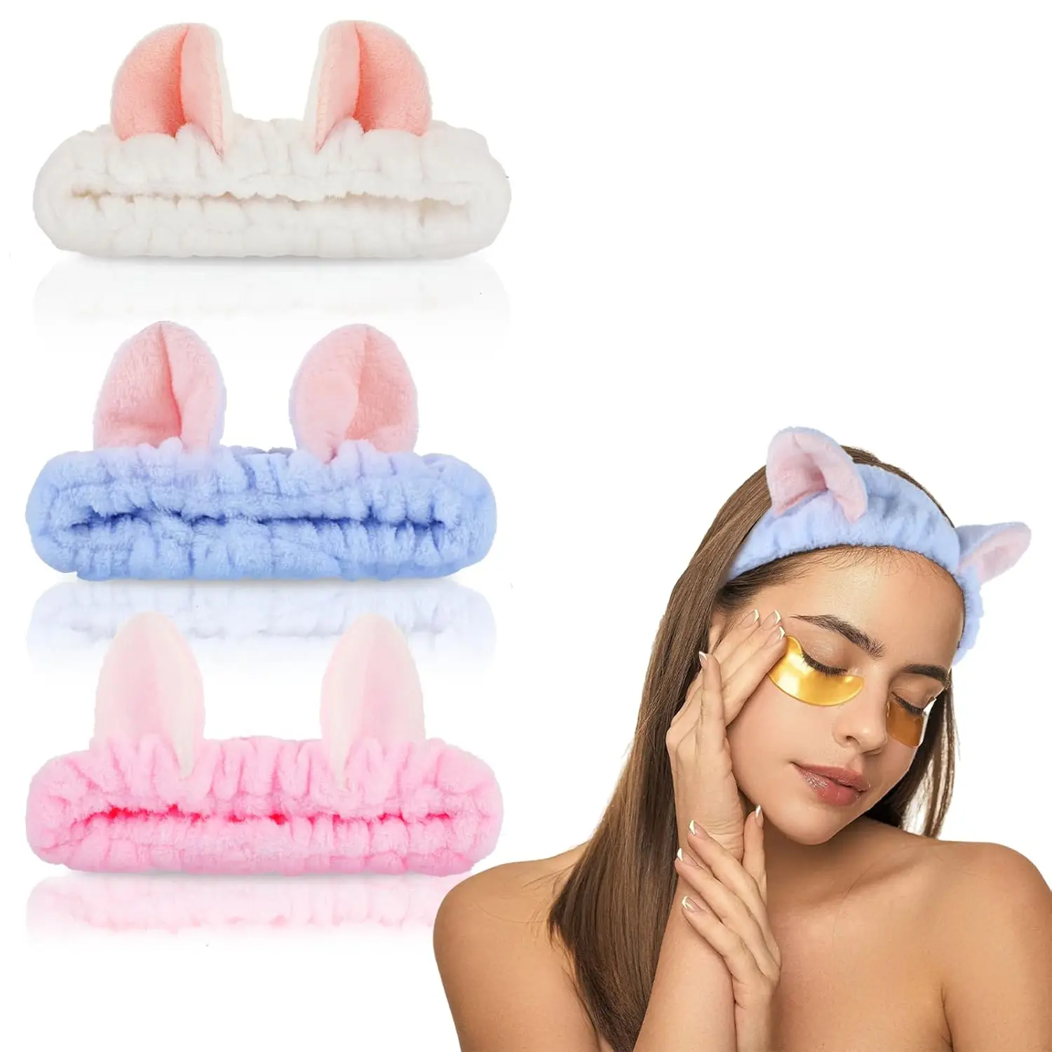Cute Cat Spa Headband for Washing Face Makeup Skincare, Animal Headbands for Women Girls Trendy Stuff Gifts Soft Coral Fleece Fa