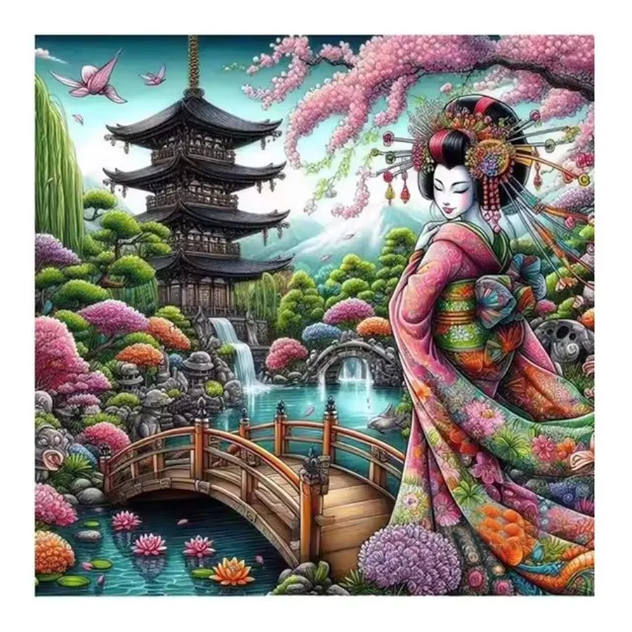 Japanese Geisha Diamond Art Painting Kits Kimono girl Cross Stitch 5D DIY Diamond Embroidery Rhinestones Full Mosaic Home Decor