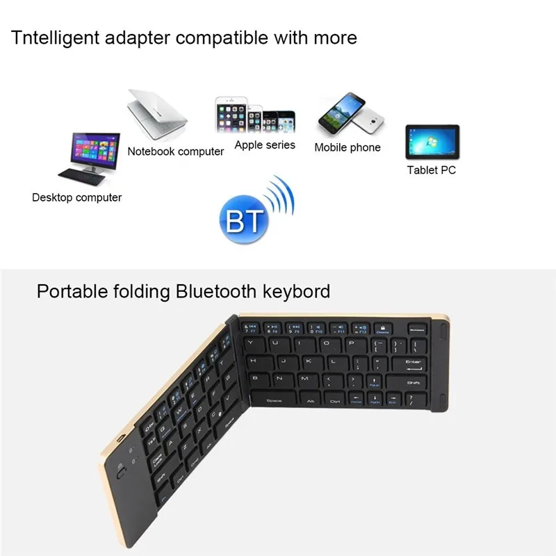 KuWFi Wireless Keyboard Foldable Multi-function Bluetooth 3.0 Keyboard for Windows Android IOS Tablet Ipad Phone Easy to Carry