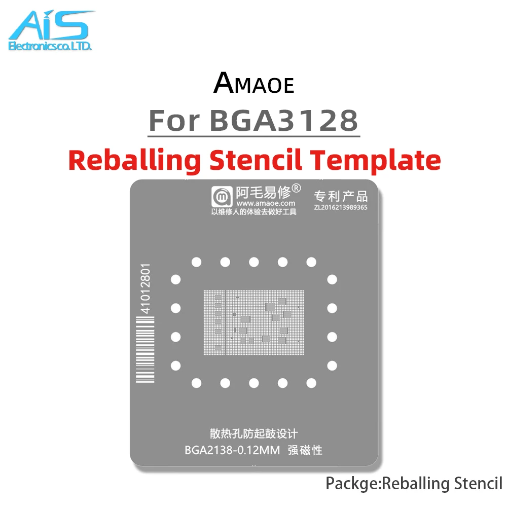 Amaoe CPU BGA Reballing Stencil Template Station For BGA3128 Chip Positioning Plate Plant tin net
