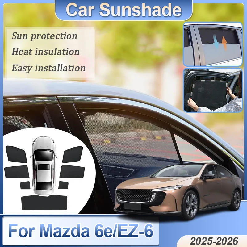 

Для Mazda 6e (EZ-6) 2025-2026 J90A: Магнитная солнцезащитная шторка от комаров и УФ-излучения, защитная шторка для окон, часть ветрового стекла