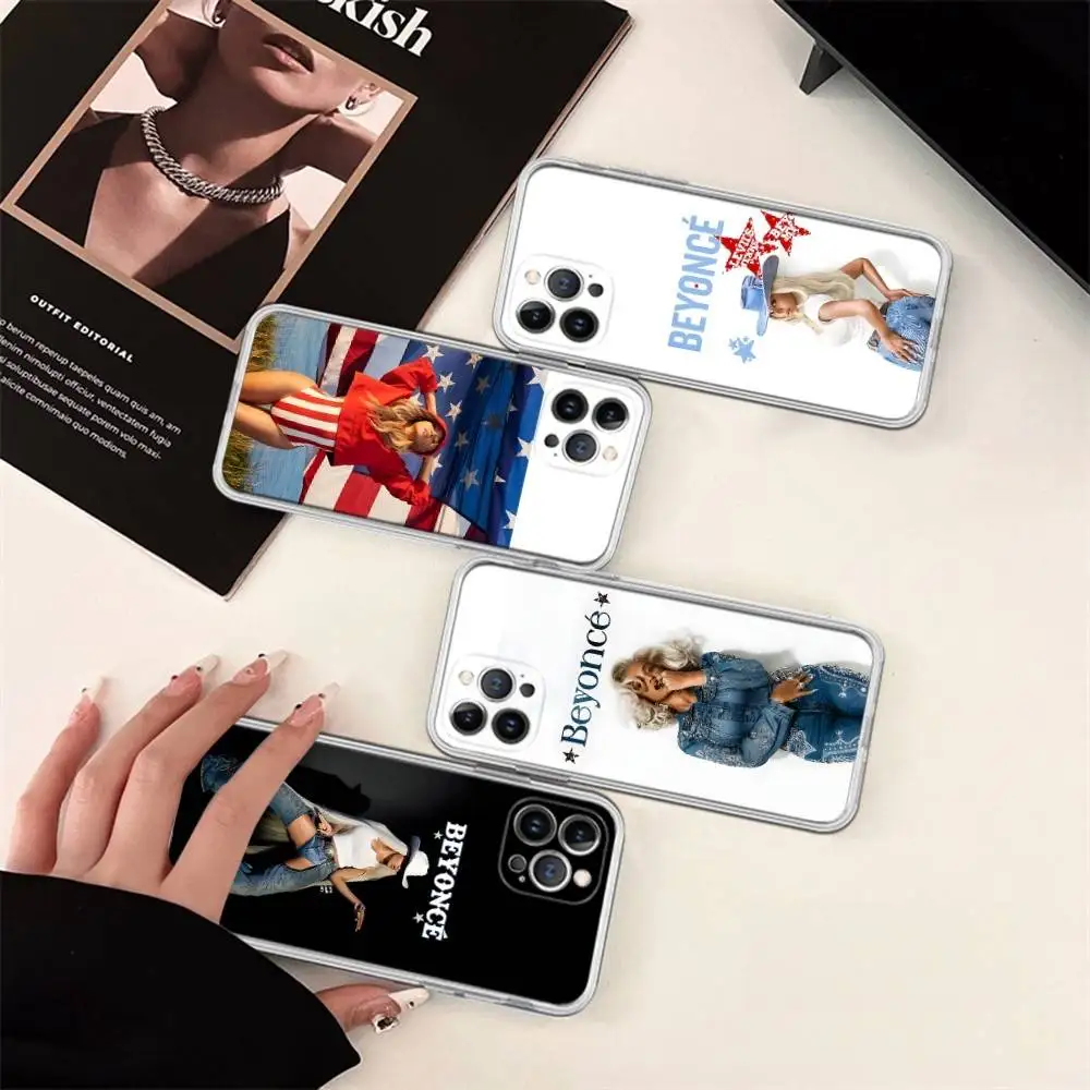 B-Beyonce Hot Singer Transparent TPU Phone Case For IPhone 17 11 12 13 14 15 16 Pro Max 16 Plus Cover