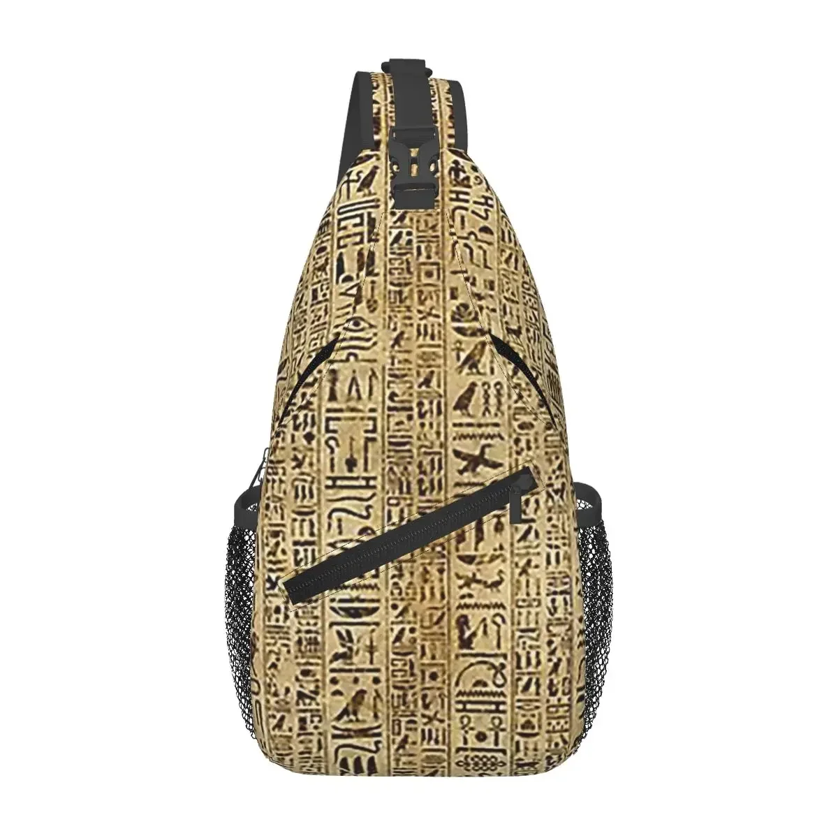

Egyptian Hieroglyphs On Papyrus Chest Bag Men Sling Crossbody Backpack Chest Bag Travel Hiking Daypack Shoulder Bag