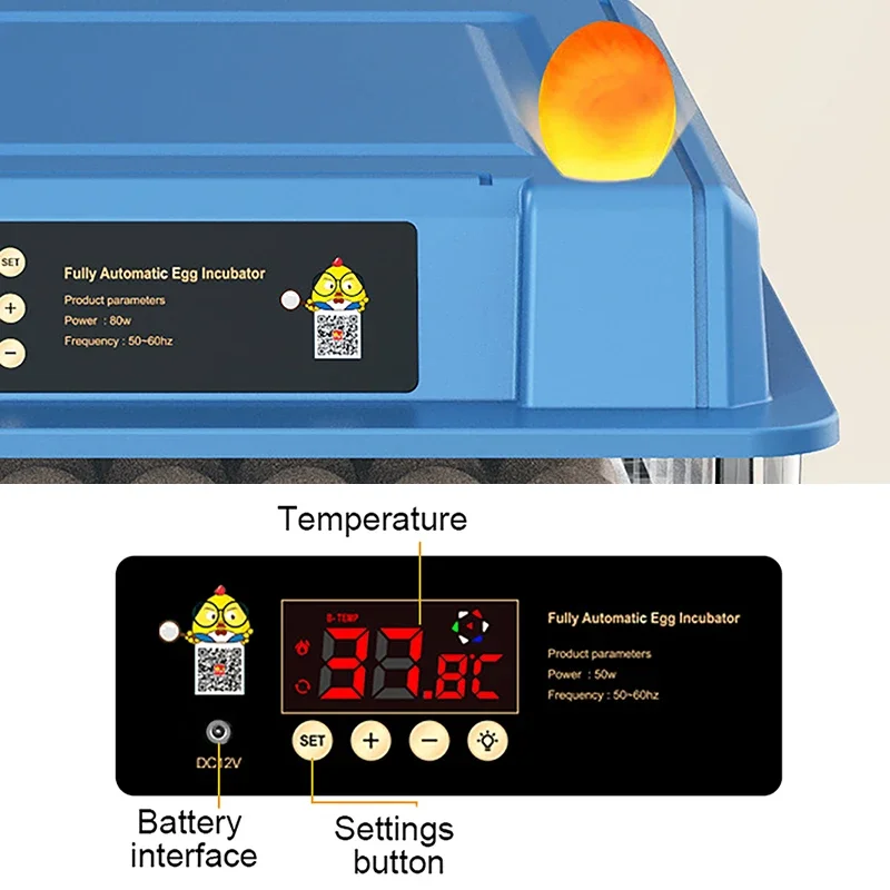 Imagem -05 - Incubadora Elétrica Inteligente Totalmente Automática Dupla Casa Pet Torneamento de Ovos Alta Qualidade 110v 220v