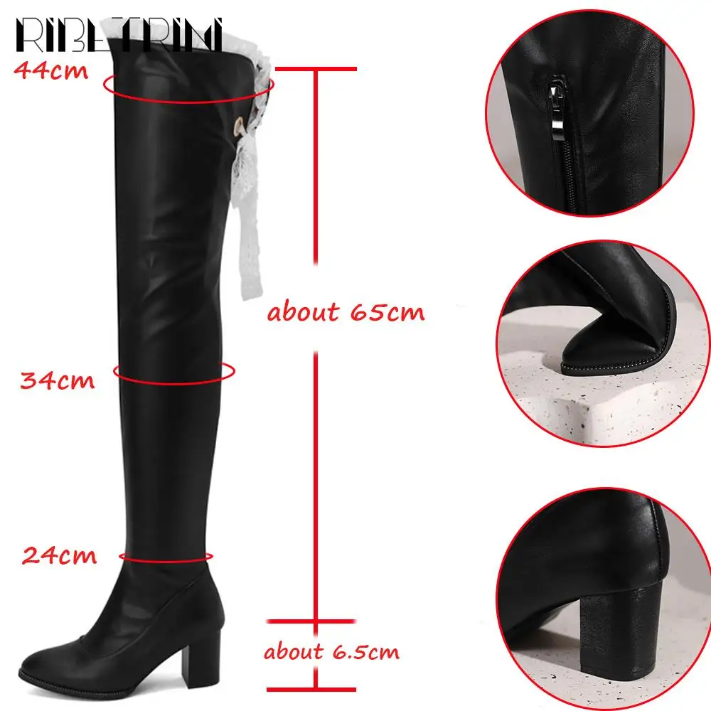 Over Knee High Women Chelsea Boots Chunky High Heels Luxury Trendy Fashion Designer Brand Winter Platform Boot Woman Big Size 48