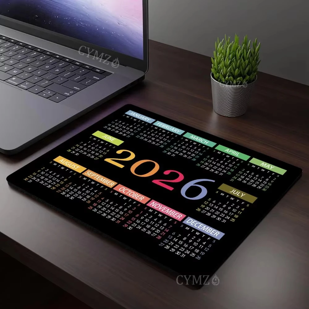 2026 Calendar Design Game Mouse Pad, Anti-Slip Rubber Base, Suitable for Home and Office - Black and White Mouse Pad, Desk Mat