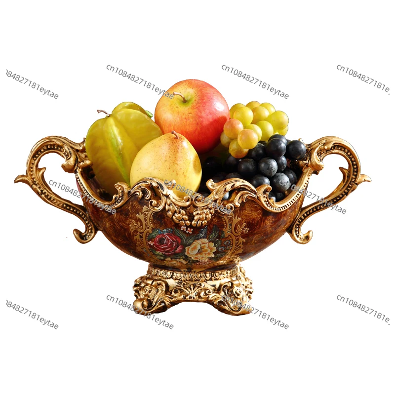 Luxuriöse Harz-Obstschale mit Griff, Elegante Vintage-inspirierte Trockenobstschale Aufbewahrungstablett für Wohnzimmer-Dekoration