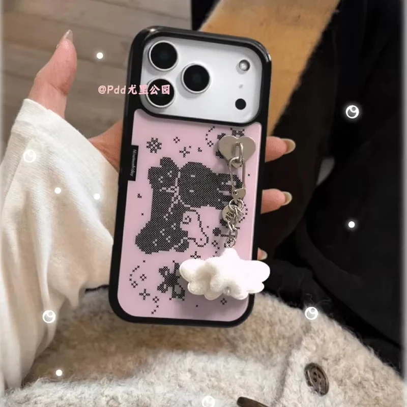 Korean Ins Sweet Girl Rabbit Wings Pink Cute Phone Case For iPhone 17 16 15 14 13 12 11 Pro XR XS X Max 7 8 Plus Creative Cover - view 3