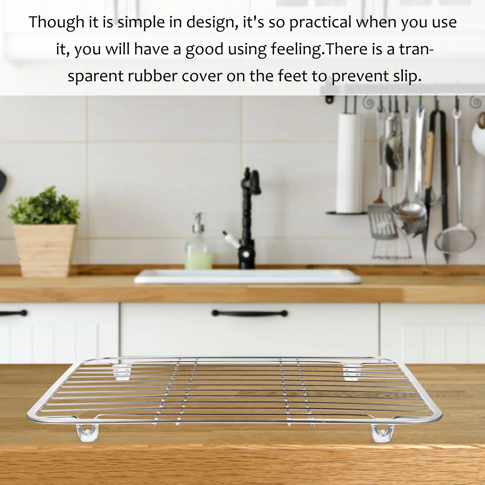 

Stainless Steel Storage Rack 1 Tier Kitchen Drain Organizer for Tableware Drying and Sink Utensil Holding Multipurpose Dish