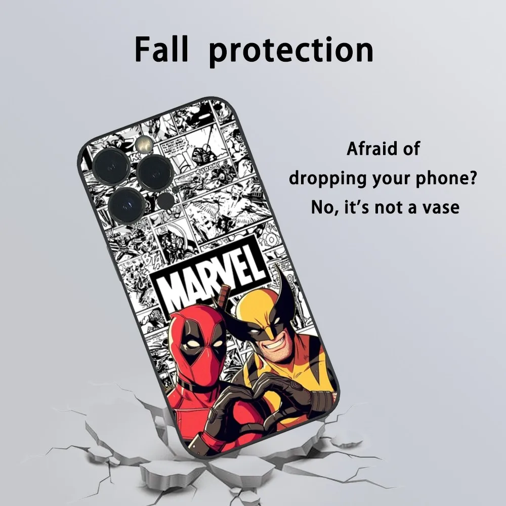 Deadpool And Wolverine Phone Case For iPhone 16 15 14 13 12 11 Pro Max Plus Mini Frosted Soft Shell Funda