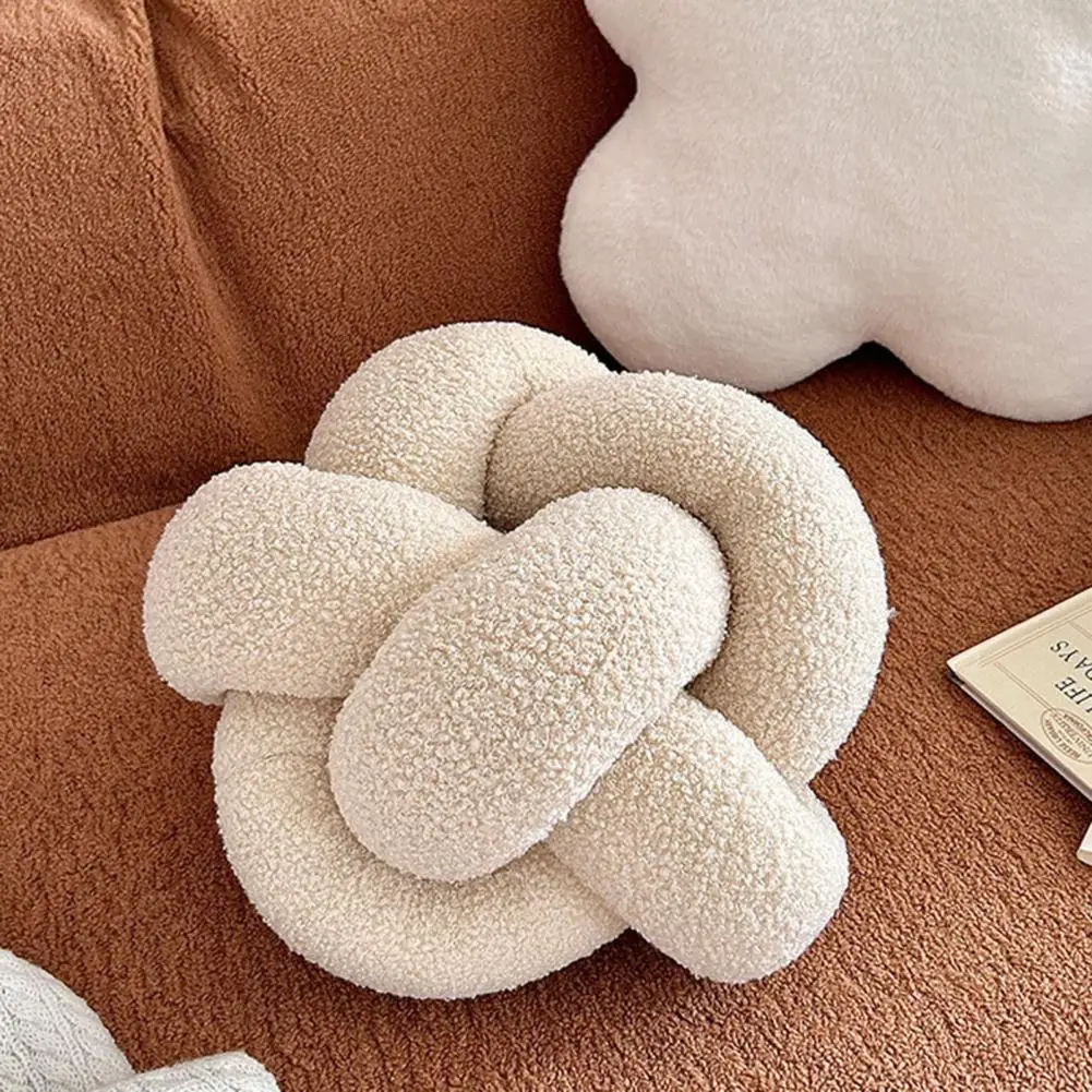 

Cotton Filling Pillow Plush Braided Knot Round Ball Throw Pillow for Sofa Couch Decoration Soft Elastic Sleeping Companion